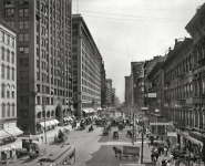 Chicago  State Street south from Lake Street At left the Masonic Temple and Marshall Field department store